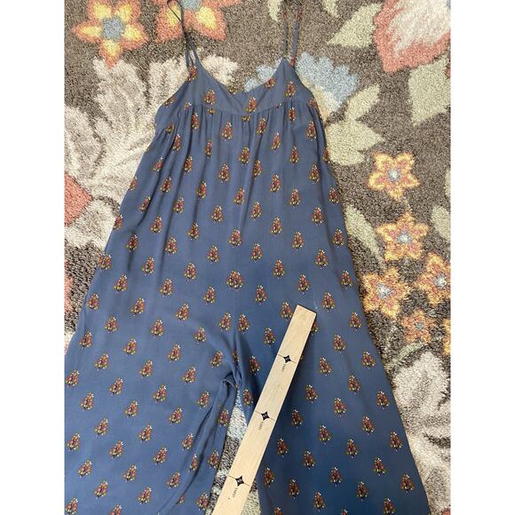NATURAL LIFE Jumpsuit Size Medium Wide Leg Loose Gray Blue Bohemian Rayon Romper - Picture 8 of 12